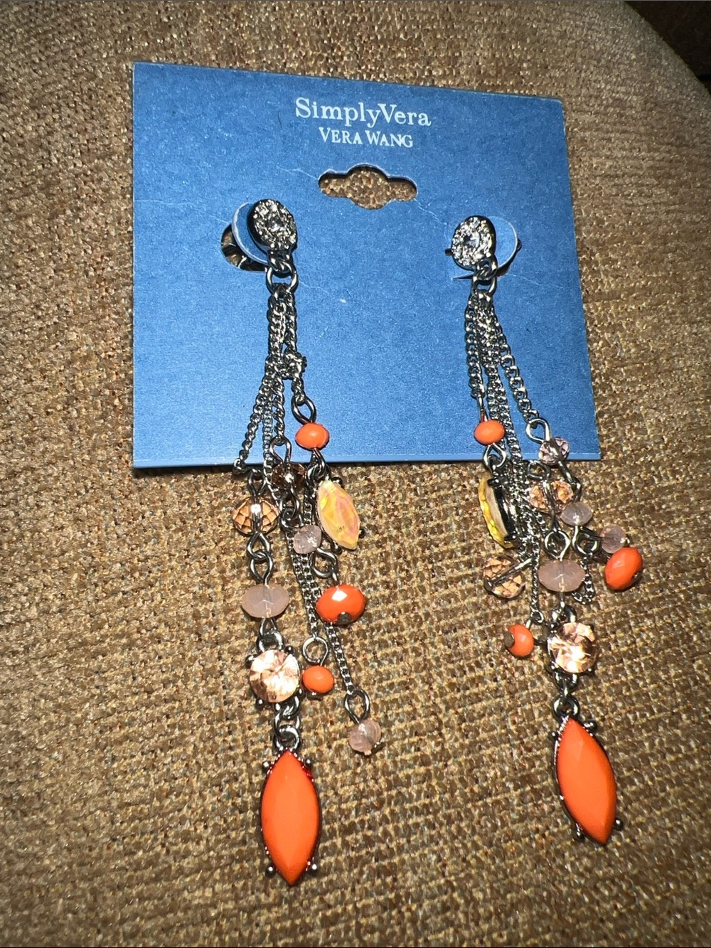 Simply Vera Vera Wang Coral Orange Multi-Bead Dangle Earrings